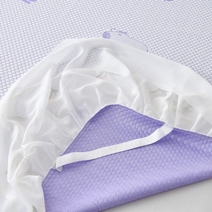 Summer Cooling Ice Silk Mattress <b>Pad</b> With <b>Bed</b> Skirt Embroidered Floral Design Breathable Soft Mat Single Piece Set Machine - Product Image 5