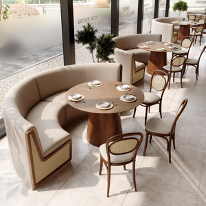 Bộ bàn ghế nhà hàng hiện đại với mặt bàn gỗ, bàn dùng cho quán cà phê và bộ ghế da dành cho nhà hàng - Product Image 1