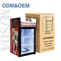 Réfrigérateur compact MEISDA SC52B 52L avec étagère réglable, refroidisseur de boissons avec porte vitrée pour utilisation en bar