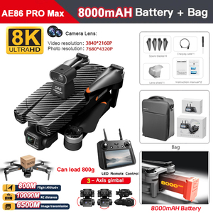 Drone Professionale RC FPV AE86 PRO MAX+ con Radiocomando e Schermo 8K, Carico Utile di 800g, Lancio con un Click, Ritorno GPS, Volo di 18KM - Product Image 6