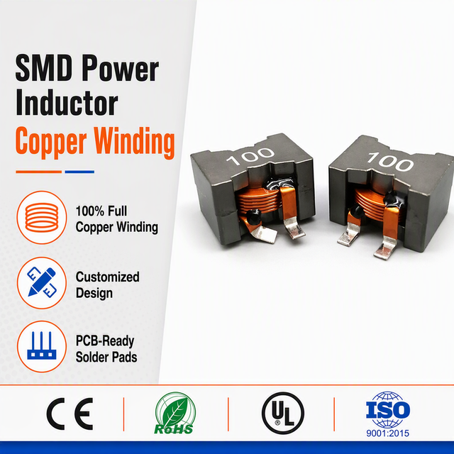 Low Profile Flat Wire SMD Power Inductor High Saturation Current Magnetic Shielded Ferrite Encapsulated Inductor RoHS