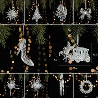 Ornements de Noël en acrylique transparent multi-formes, pendentifs en cristal scintillants, décorations suspendues pour arbre, vitrine, fête de fin d'année