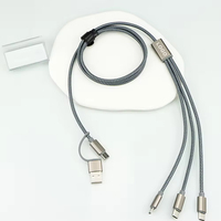 Kabel Pengisi Daya Multifungsi 3-in-1 Grosir 100cm Kabel Anyaman USB a ke Type C/Micro/8Pin Logo Cetak Laser Kustom