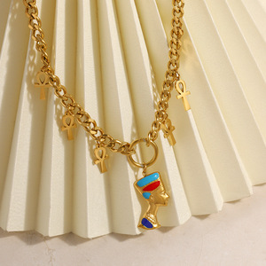 Collar de Moda en Capas con Colgante de Cruz Egipcia Chapado en Oro de 18k para Festivales y Celebraciones - Product Image 4