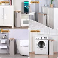 Panier à linge pliable et fin de 60 L, personnalisable en usine, avec couvercle et poignées en bambou, pour vêtements, jouets et serviettes