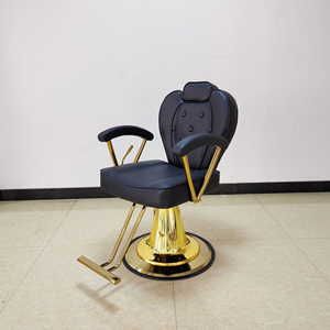 QUMENG Chaise de barbier pivotante inclinable en cuir PU avec rotation à 360 degrés et hauteur réglable, dorée, fabriquée en Chine - Product Image 2