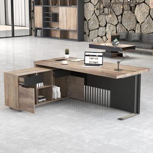 Envío gratis almacén de EE. UU. En stock mesa de oficina barato en forma de madera Ceo jefe de lujo muebles de oficina en forma de L escritorio ejecutivo - Product Image 1