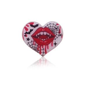 Échantillons Gratuits Perles en Silicone Personnalisées pour Halloween, Forme Cœur, Paillettes Lumineuses dans le Noir pour Fabrication de Stylos DIY - Product Image 3