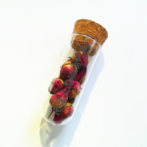 Tubo de ensayo de vidrio Tianjing de 30x80 mm con fondo redondo y tapón de corcho para almacenamiento de té de flores - Product Image 1