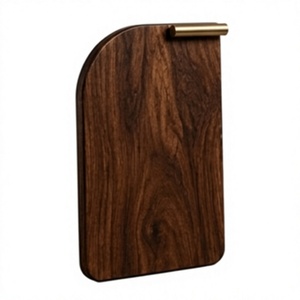 Planche de service en bois de manguier arrondie de luxe, planche à découper moderne à bords incurvés avec poignée en laiton, décoration de cuisine - Product Image 1
