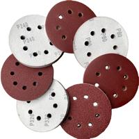 ZY OEM OBM Dekabu Kekerasan Tinggi 5 Inci 8/6 Lubang Oksida Aluminium Merah dengan Perekat Hook and Loop Tebal 1mm untuk Pemolesan dan Pengamplasan Permukaan