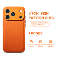 Coque de téléphone en cuir PU Litchi tendance avec texture TPU pour iPhone 16 Pro Max, compatible avec 17 Pro Max, 18, 12, 15, 13, 14, 17e, 17 Pro Max – Housse arrière