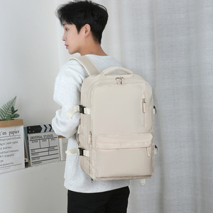 Travel <b>Backpack</b> Unisex Large Capacity Lightweight Multi-Functional Business Travel Gray <b>Black</b> Green Pink Off-White Solid Color - Product Image 2