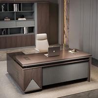 Bureau de direction modulaire convertible de luxe avec rangement, design moderne en MFC, mobilier de bureau sain
