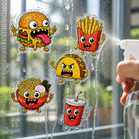 Autocollants alimentaires transparents personnalisés, imperméables, mignons, découpés à la forme, en vinyle PP, feuille d'autocollants de dessins animés, autocollants adhésifs pour enfants et journaux