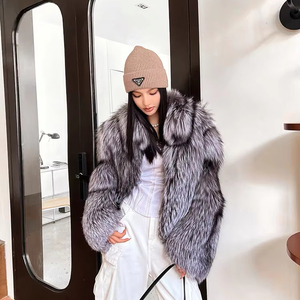 Veste d'hiver courte et réversible en vraie fourrure de renard pour femme, modèle 2025, luxueuse, décontractée, respirante, personnalisable, à simple boutonnage, style trench, toutes tailles - Product Image 5