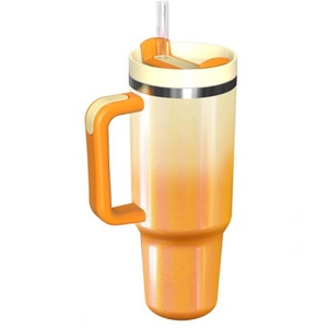 Gobelet isotherme de 40 oz en acier inoxydable avec poignée, motif arc-en-ciel, avec couvercle et paille, pour café et latte, idéal pour les voyages - Product Image 1