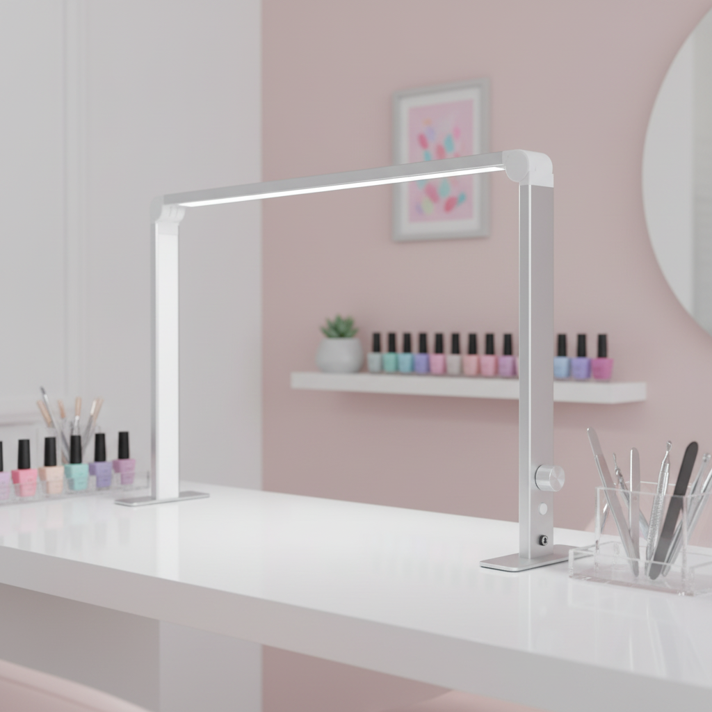 Modern Aluminum LED Nail Desk Lamp Adjustable Dimmable Eye-Caring Foldable Manicure Work Light for Salon Home