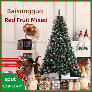 Cây Giáng Sinh Nhân Tạo Chất Lượng Cao Đồ Trang Trí Trang Trí <span class=keywords><strong>Xmas</strong></span> Cao Cấp Màu Xanh Lá Cây Tuyết Nón Thông Quả Quả Đỏ Lễ Hội Trang Trí - Product Image 3