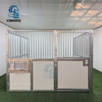 Écurie Temporaire Portable Étanche et Légère pour Chevaux avec Toit en Tissu Vinyle et Structure en Acier