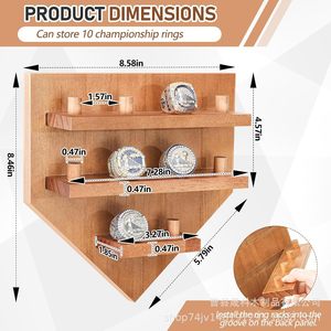 Wooden Ring Storage Rack 3 Tier <b>Wall</b> <b>Mounted</b> Triangle Shape Jewelry Display <b>Shelf</b> for Baseball Champion Rings - Product Image 4