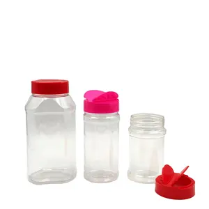 Personalizza 2oz 3oz 4oz 5oz 6oz contenitore per spezie in plastica agitatore di sale e bottiglia di pepe con coperchio a scatto