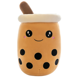 En gros, Coussin en peluche doux en forme de tasse de thé au lait Boba à bulles, motif fraise Anime, en PP, en forme de tasse à perles - Product Image 5