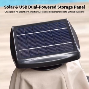 Extra <b>Large</b> 3m Solar LED Beach Advertising Market <b>Umbrella</b> Swimming Pool Travel Use Manual Control Windproof Canopy Iron - Product Image 2
