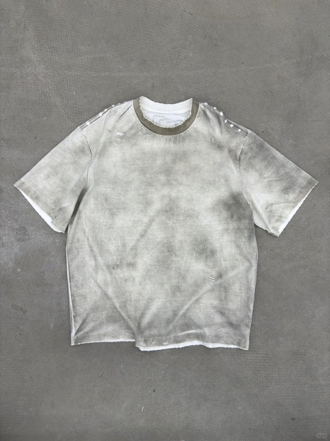 Men's Vintage Acid Wash Distressed Oversized T-Shirt - Grey Stone Washed Cotton Crew Neck Streetwear Tee