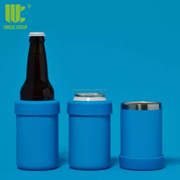 Vente en gros Refroidisseur de canettes isolé en métal à 2 couvercles personnalisé pour les porte-bouteilles de bière Skinny Slim Performance lavable au lave-vaisselle pour la bière chaude