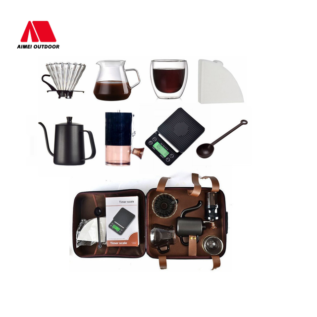 Camping Manual Hand Travel Bag Coffee Maker Set Outdoor Portable Professional Hand Brewed Coffee Set