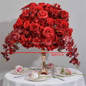 Bougeoirs de mariage A144, décoration florale, couronne de fleurs de table, centre de table, boules de fleurs artificielles en soie rose pour table de mariage - Product Image 6