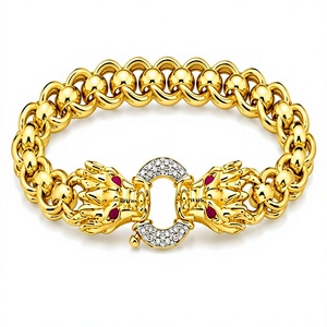 Pulsera y Brazalete Orelia Iuxe de Acero Inoxidable Plateado con Cadena Cubana, Eslabón de Cabeza de Dragón y Zirconia, Estilo Hip Hop para Hombre, Uso Diario, Regalo - Product Image 2