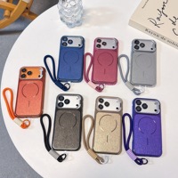 Coque magnétique avec support pliable, protection d'objectif et sangle de poignet pour iPhone 12 13 14 15 16 17 Pro Max, compatible charge sans fil