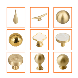 Desain Modern Retro emas lubang tunggal kuningan kabinet kenop pintu ruang tamu laci kreatif pegangan kecil padat - Product Image 6