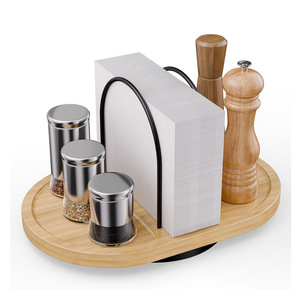 Bamboo Oval <b>Rotating</b> Storage <b>Rack</b> Kitchen Organizer Desktop Turntable <b>Spice</b> Holder Single Layer - Product Image 1