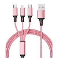 Câble de chargement USB 3-en-1 tressé en nylon vers Micro chargeur rapide Type-C pour iPhone android