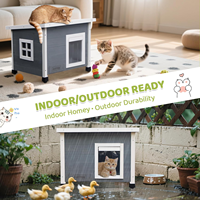 Houten dierenhuis van hoge kwaliteit voor buiten, weerbestendige winterverblijfplaats voor honden en katten, verhoogd ontwerp met raam
