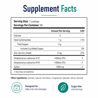 Comprimés probiotiques buccaux Clean Label sans sucre, à l'xylitol et à la menthe, pour le bien-être buccal, avec Streptococcus K12 M18 et zinc, Nutrition OEM