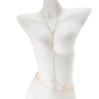 Chaîne de corps tendance en strass, accessoire minimaliste d'été à double couche en strass, en stock