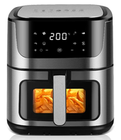 Freidora Eléctrica Multifuncional para el Hogar, Horno Eléctrico Integrado Totalmente Automático, Freidora de Aire Inteligente de Acero Inoxidable con Ventana Visual