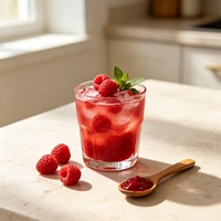 Pabrik Grosir Lotlong Selai Puree Raspberry Merah Warna Cerah Viskositas Stabil 1.36kg 12drum untuk Bar Minuman Komersial
