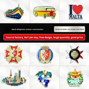 Imanes de nevera metálicos personalizados estilo arena líquida, con diseño de dibujos animados de ciudades, moneda conmemorativa creativa, imán de succión DIY, lugar turístico de China - Product Image 5