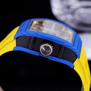 Luxury Blue Carbon Fiber Men's Mechanical <b>Watch</b> Gold <b>Skeleton</b> Tonneau Shape Waterproof <b>Automatic</b> Wristwatch Factory Wholesale - Product Image 3