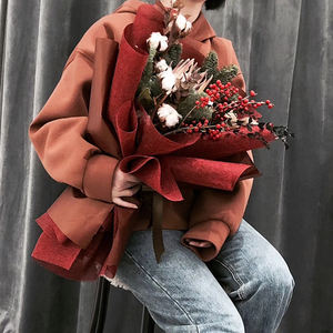 Papier d'emballage floral en gaze de lin coloré de haute qualité en gros pour bouquet de fleurs - Product Image 3