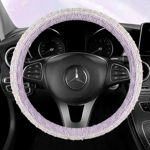 Housse de <span class=keywords><strong>volant</strong></span> de voiture en dentelle avec perles imitation luxe, 36cm 38cm, universelle, antidérapante, pour femmes, Toyota, Honda, Nissan - Product Image 1