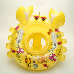 Asiento inflable para nadar con forma de cangrejo para niños, anillo de animales de dibujos animados para bebés y niños con asas de seguridad, color azul - Product Image 3