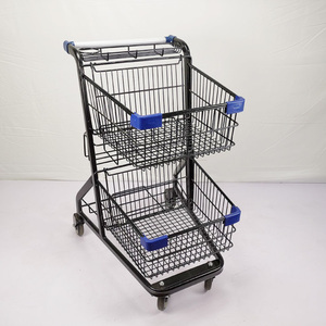 4 bánh xe 80L nhà máy 3 giỏ kim loại bền siêu thị mua sắm giỏ hàng tạp hóa mua sắm giỏ hàng hai Tier mua sắm giỏ hàng - Product Image 2