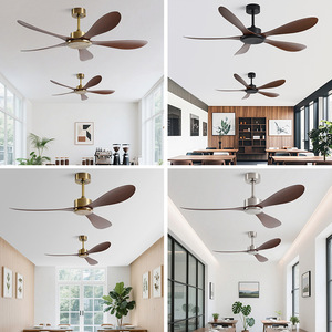 <b>Ceiling</b> <b>Fan</b> 5 Blade Dark Wood Blades Brushed Nickel Motor Ac Quiet Design For Living Room And Dining Room - Product Image 4