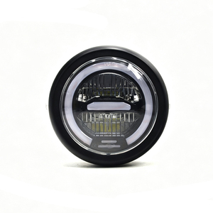 Motorcycle 5.75 Inch Semi Round LED Headlight With DRL Halo Retro Front Lamp For CG Loncin V Cafe Leoncino - Product Image 1